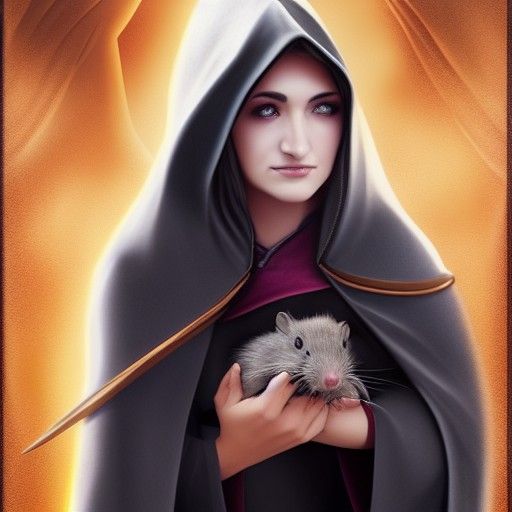 Female Wizard with Rat Familiar: Matte Painting