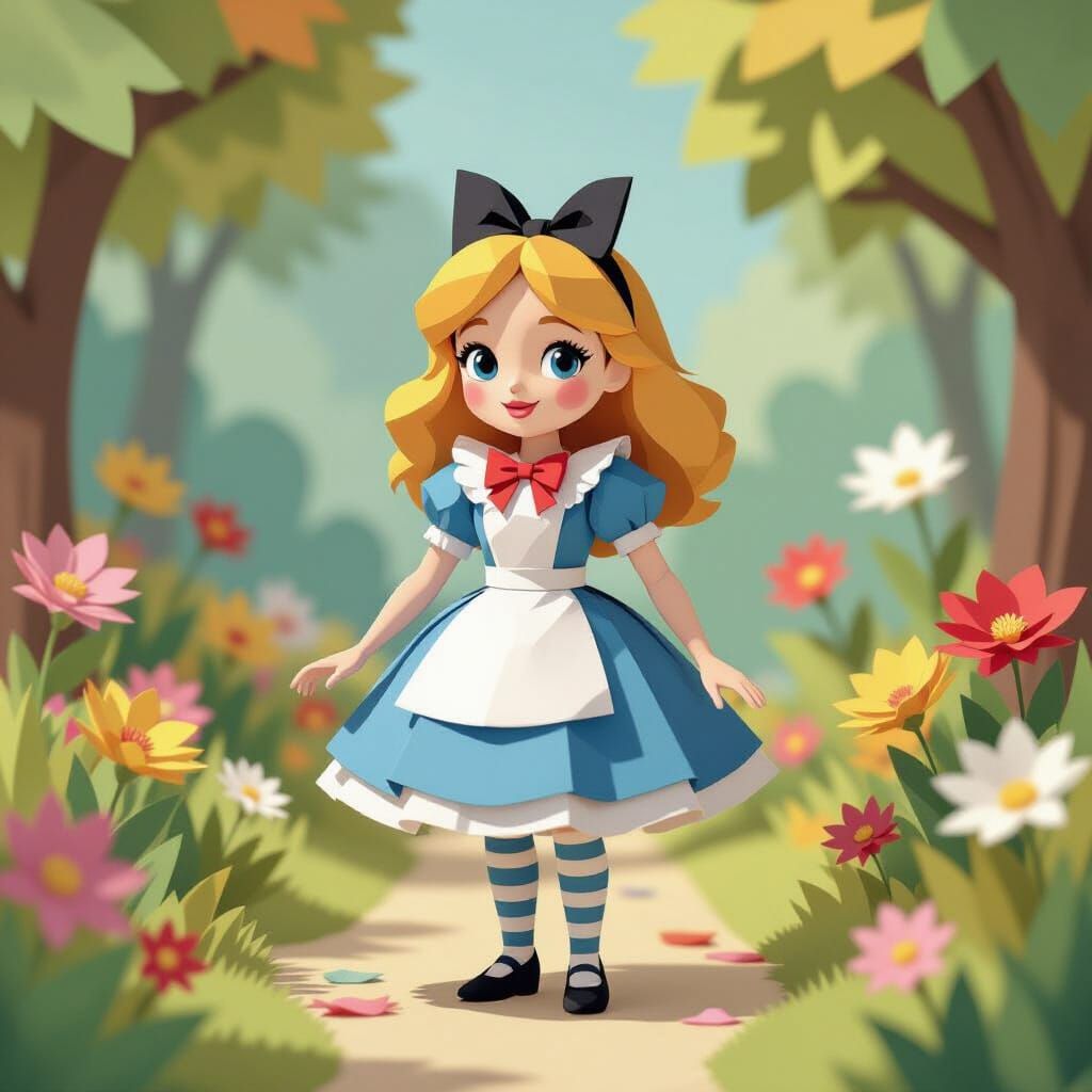 Origami Alice in Whimsical Papercraft World