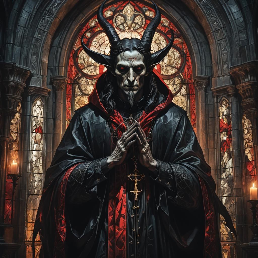 Gothic Saint Baphomet Portrait in Cathedral