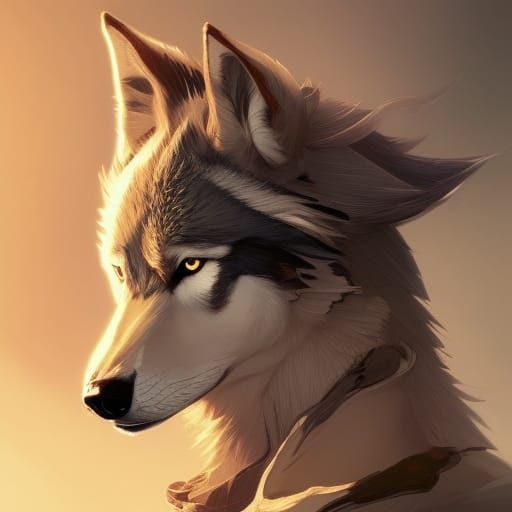 Divine Wolf God Portrait in Hyperdetailed Style
