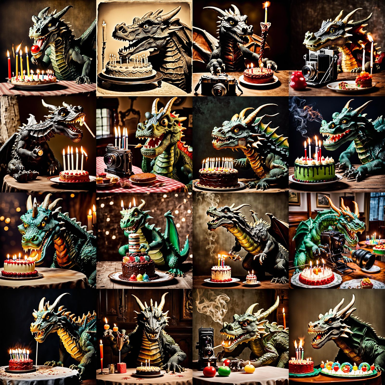 Centenarian Dragon Celebrates Birthday in Vintage Photo