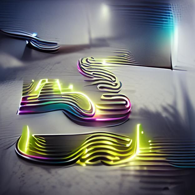 Holographic Sign Waves in Digital Art Style