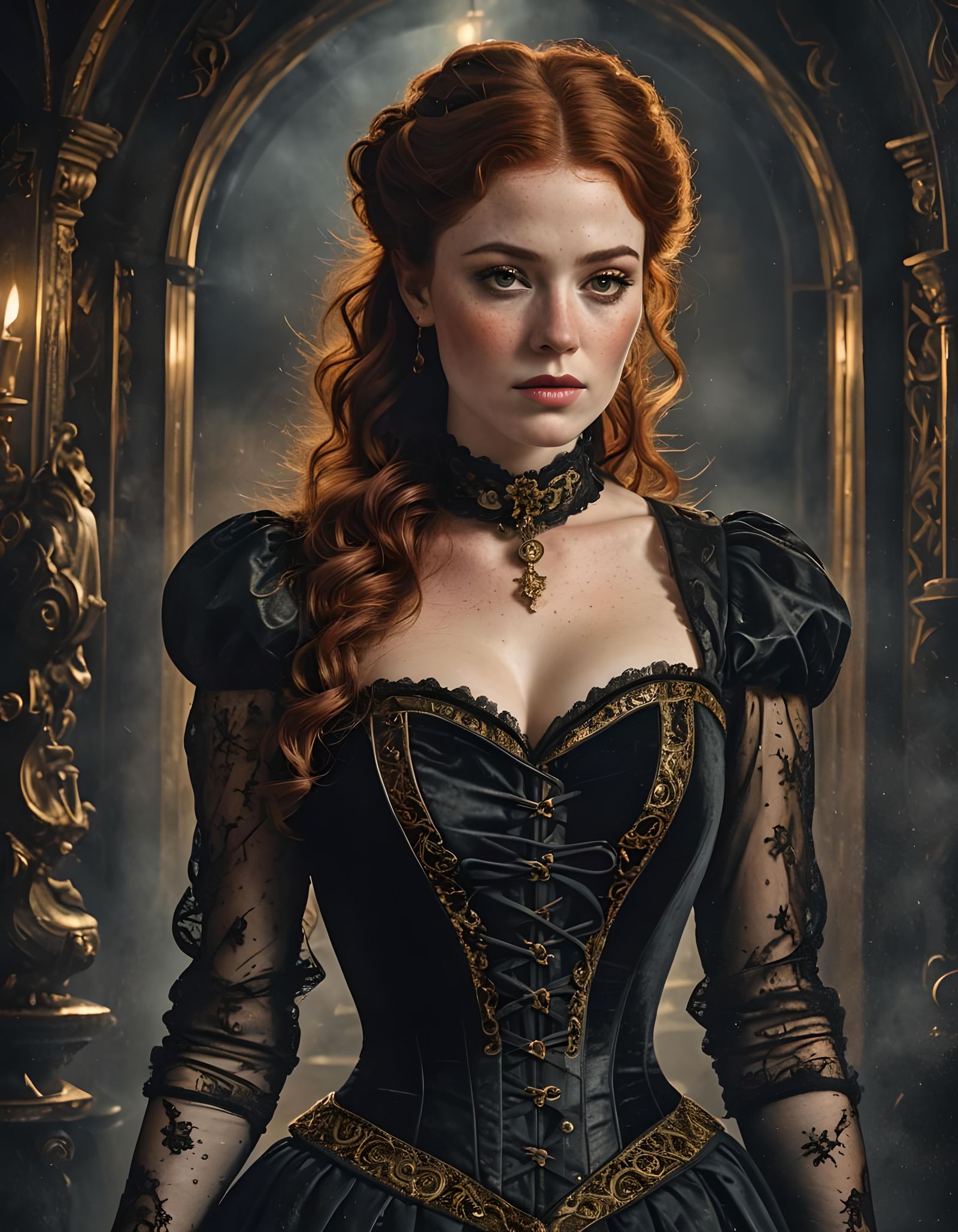 Victorian Woman in Black Velvet: Digital Portrait