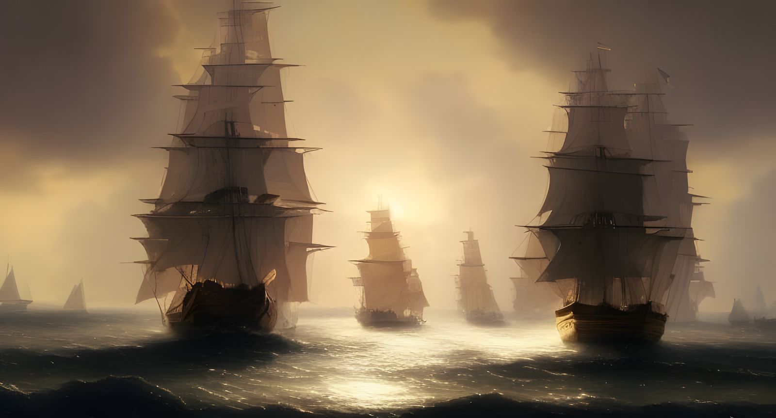 Majestic Sailing Ship at Twilight: A Seascape Masterpiece