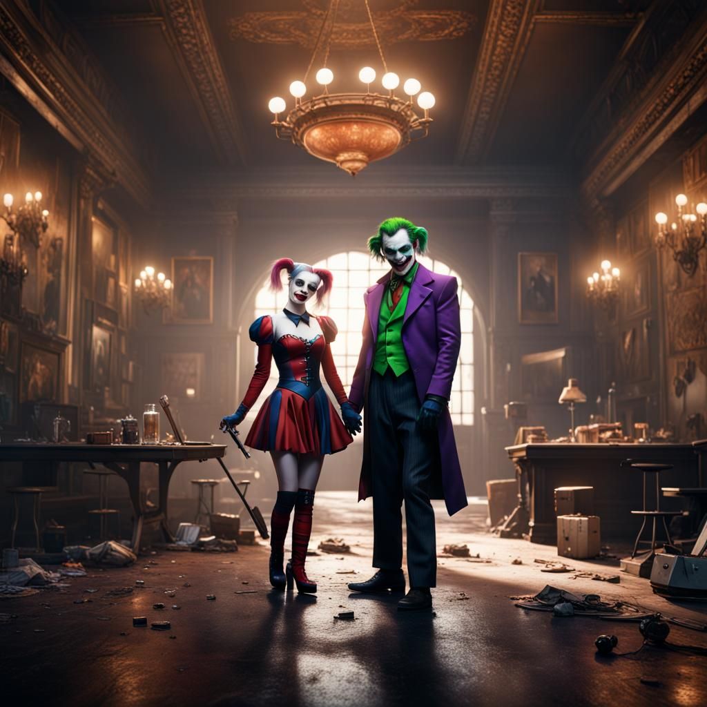 Joker and Harley Quinn in Detailed Matte Painting
