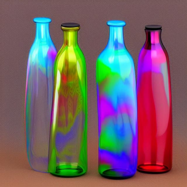 Translucent Fantasy Bottle with Oilslick Pattern