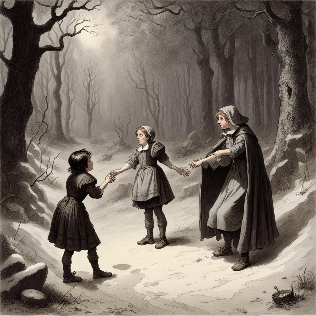 Hansel and Gretel's Dark Encounter with Snow White