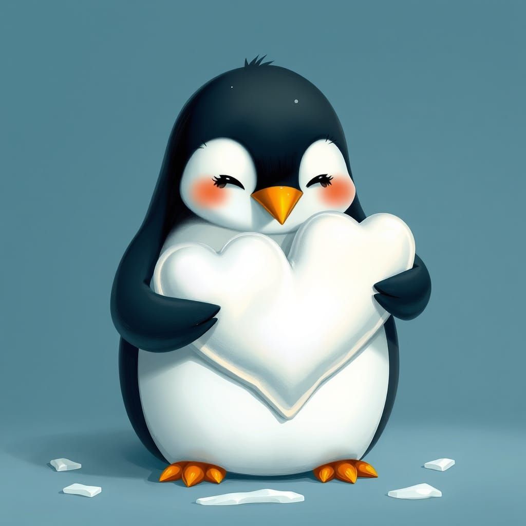 CGI Penguin Creates Soap Bubbles in Heart Shapes as Whimsica...