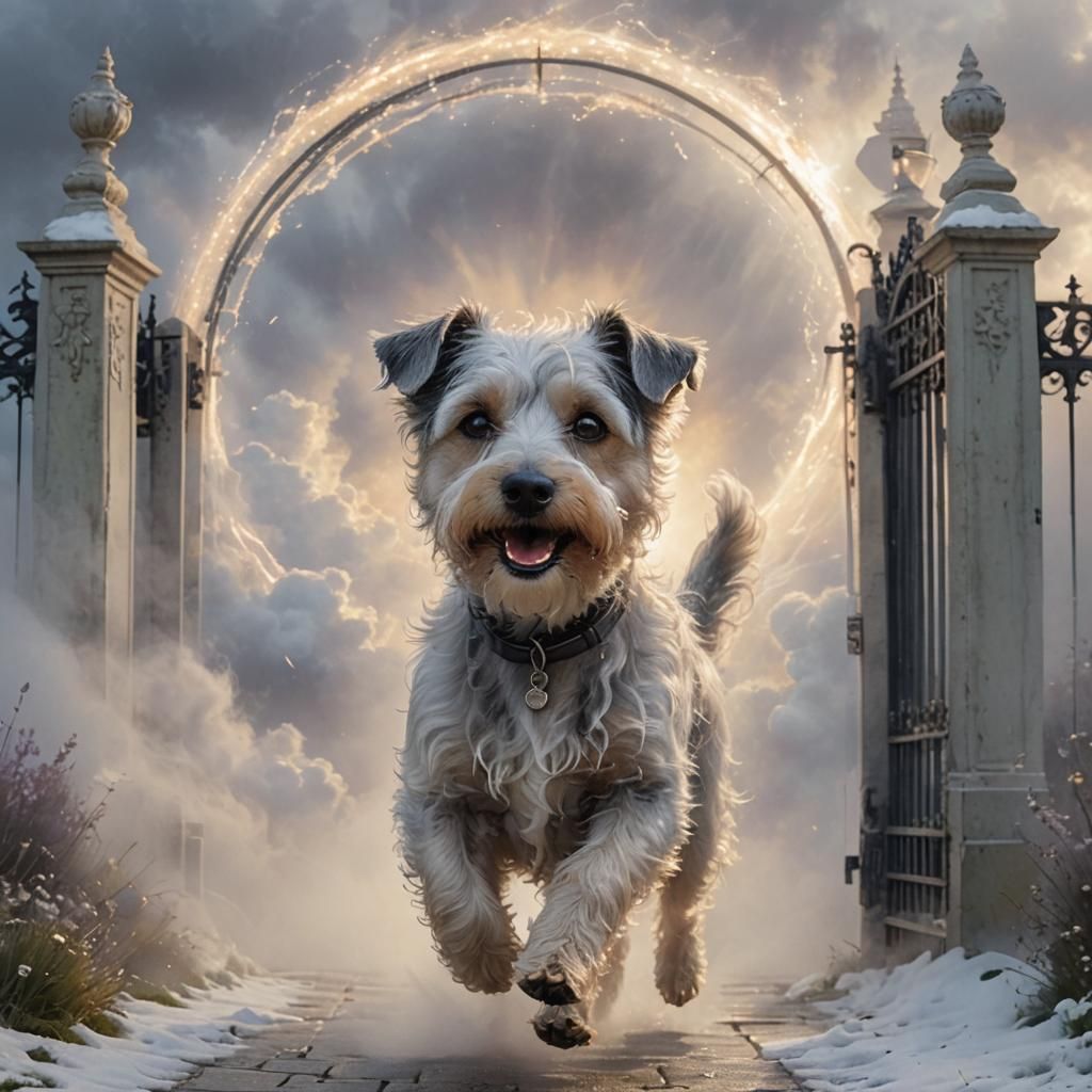 Dog's Joyful Reunion at Pearly Gates