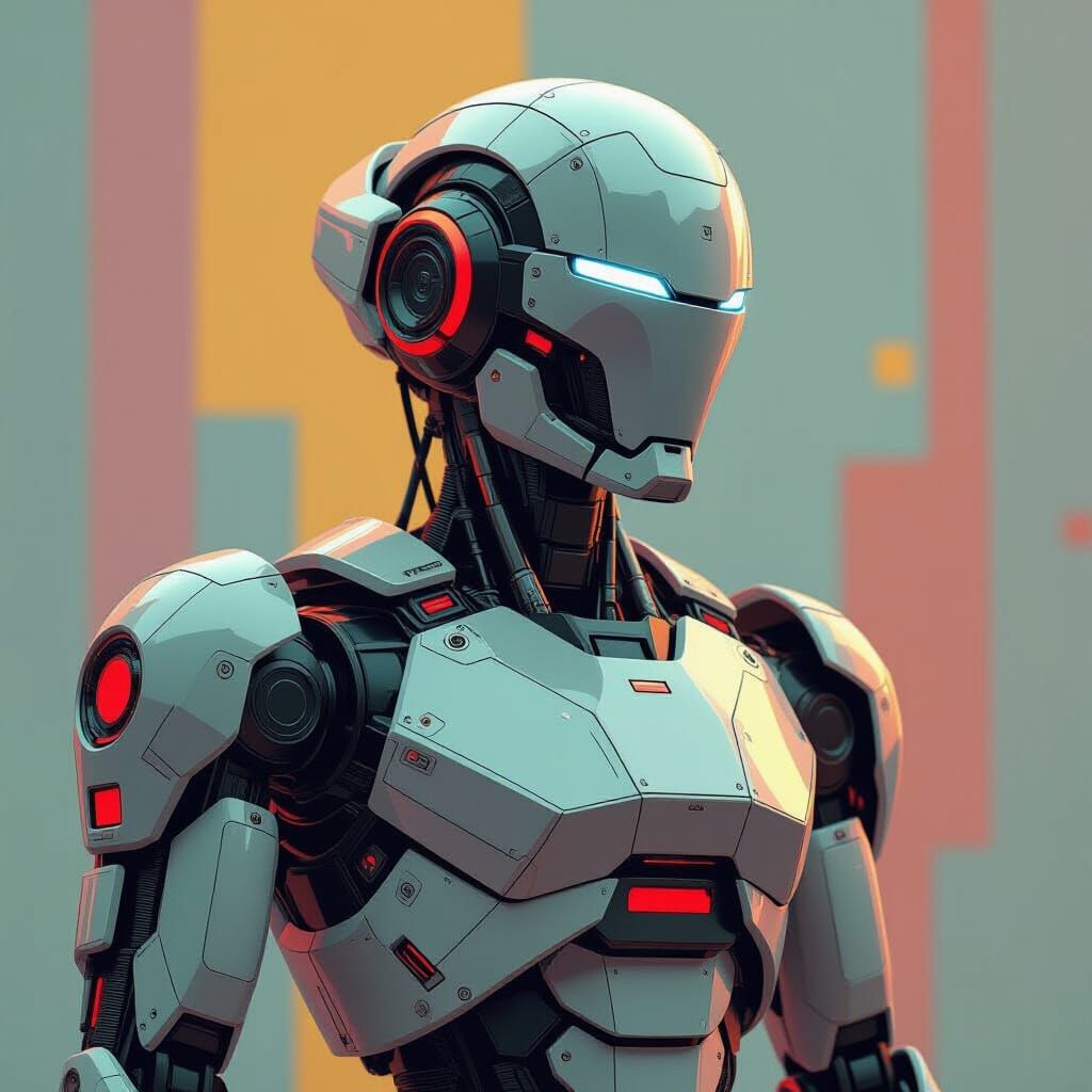 AI Robot Evolution in Art Deco Cubist Style