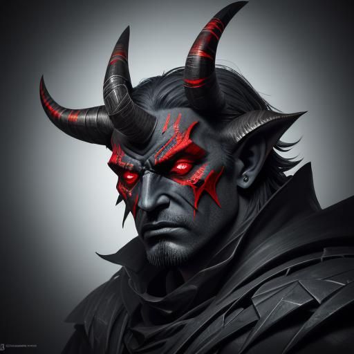 Cubist Devil Portrait in Picasso Style