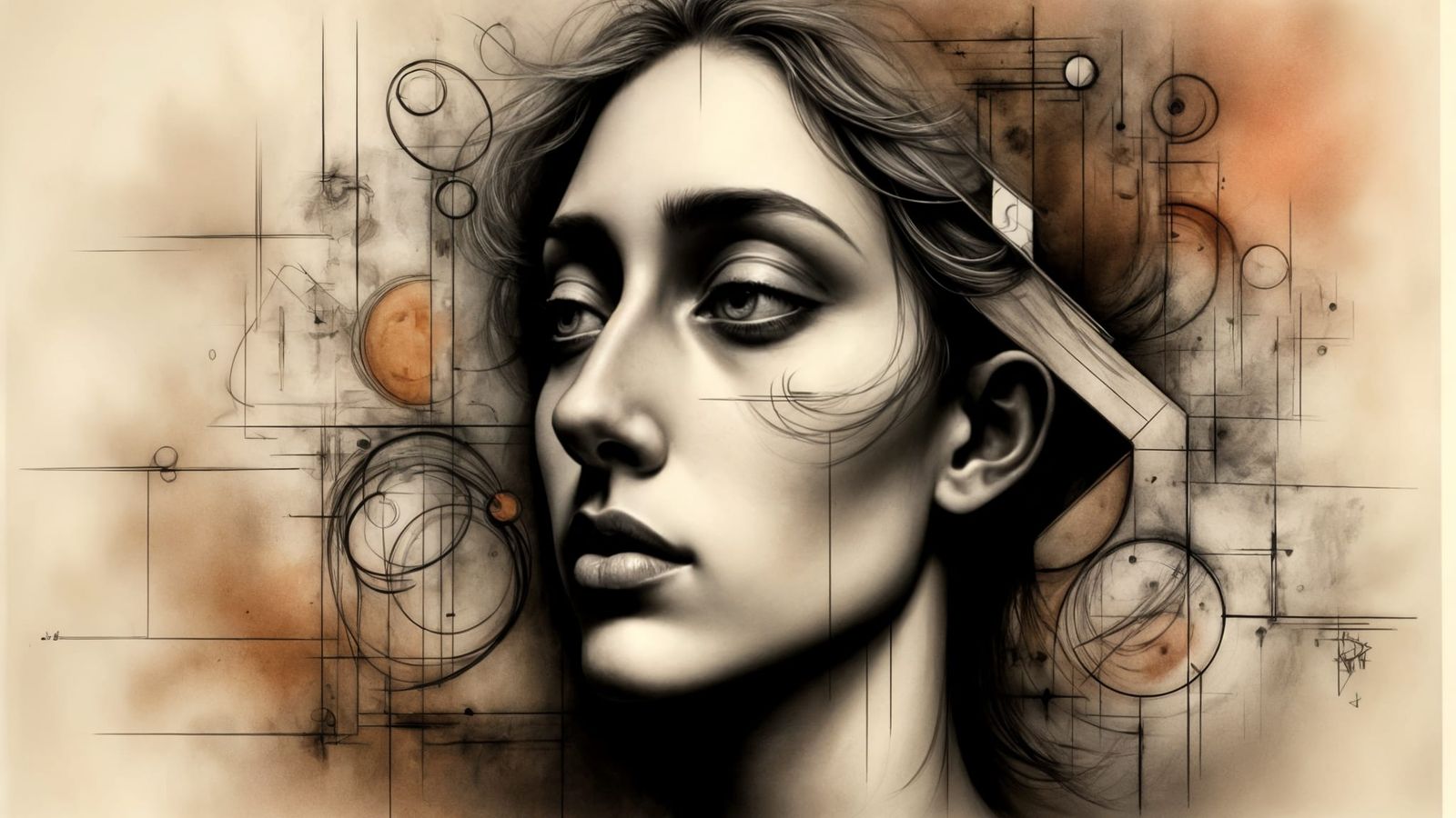 Abstract Geometric Portrait in Cubist Style