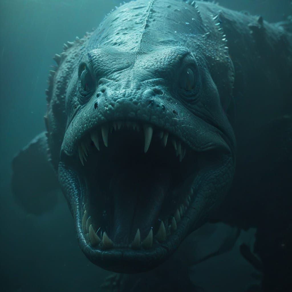Gargantuan Moray Eel Sea Monster in Hyperrealistic Cinematic...