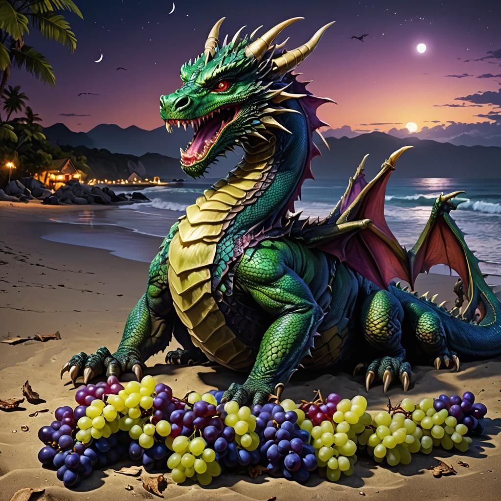 Dragon's Midnight Feast: Grapes on the Beach