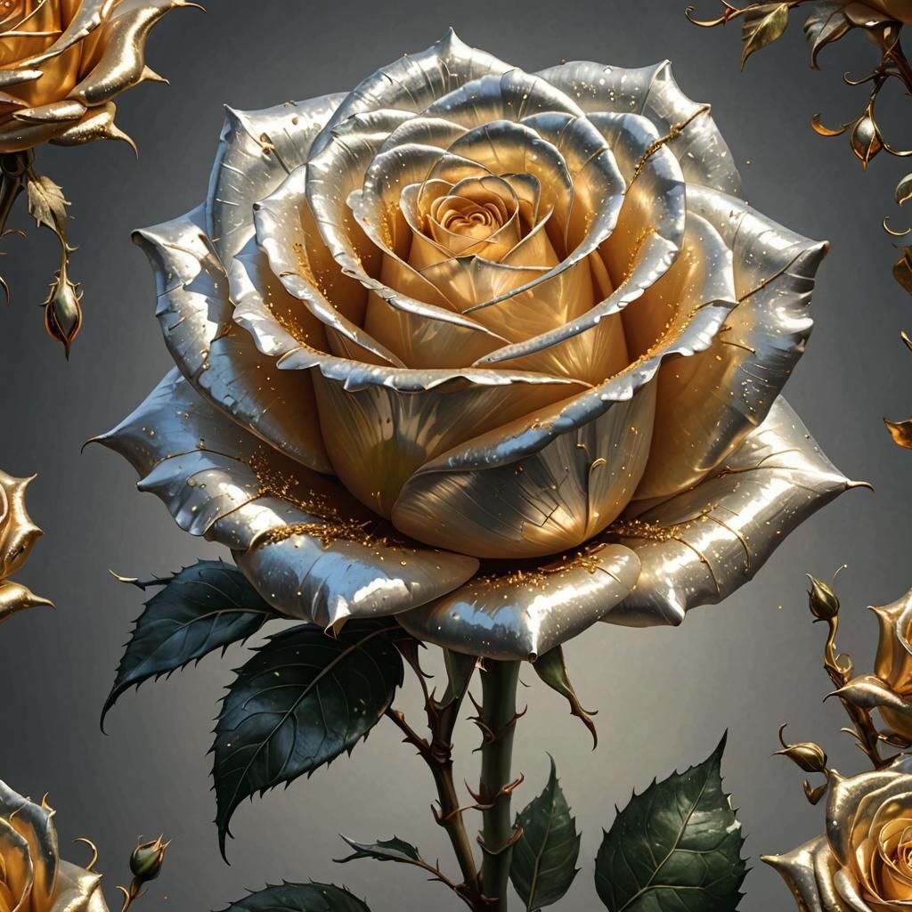 Cosmic Rose in Romantic Pencil Sketch Style