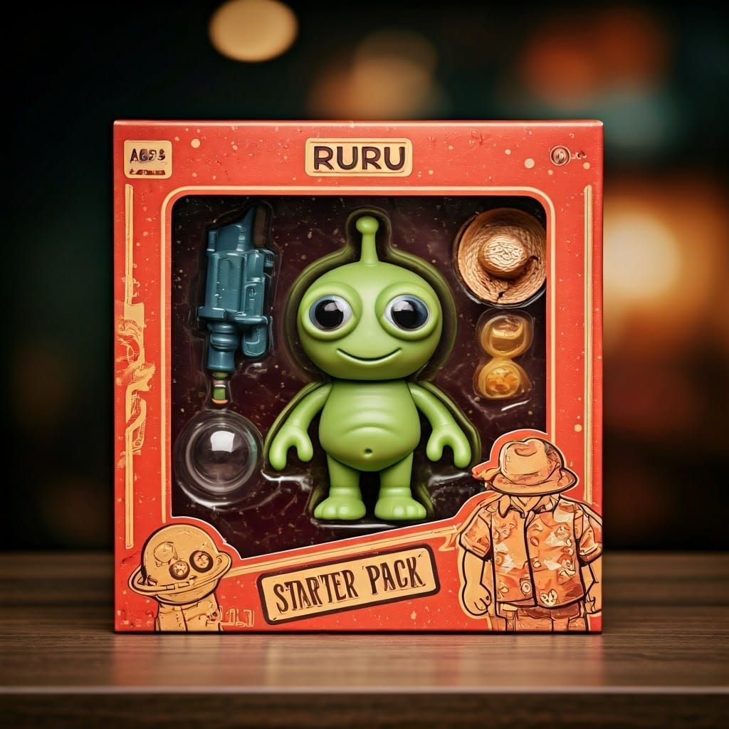 Retro Collectible Figure Starter Pack in Vintage Toy Box