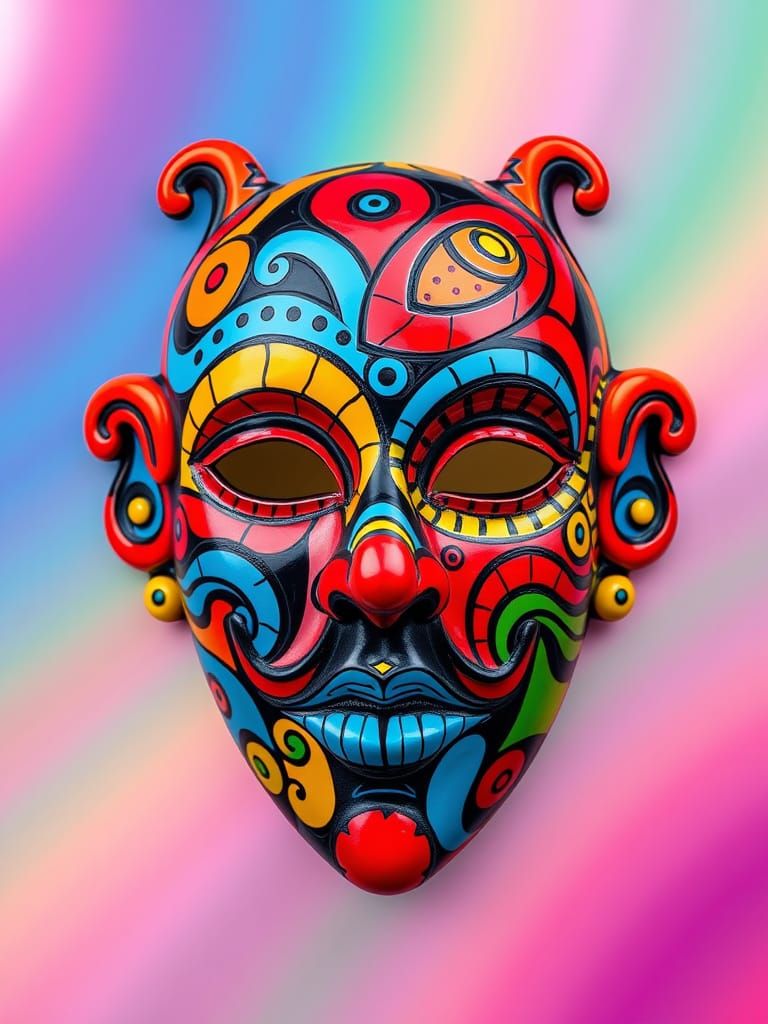 1980s style ceramic mask