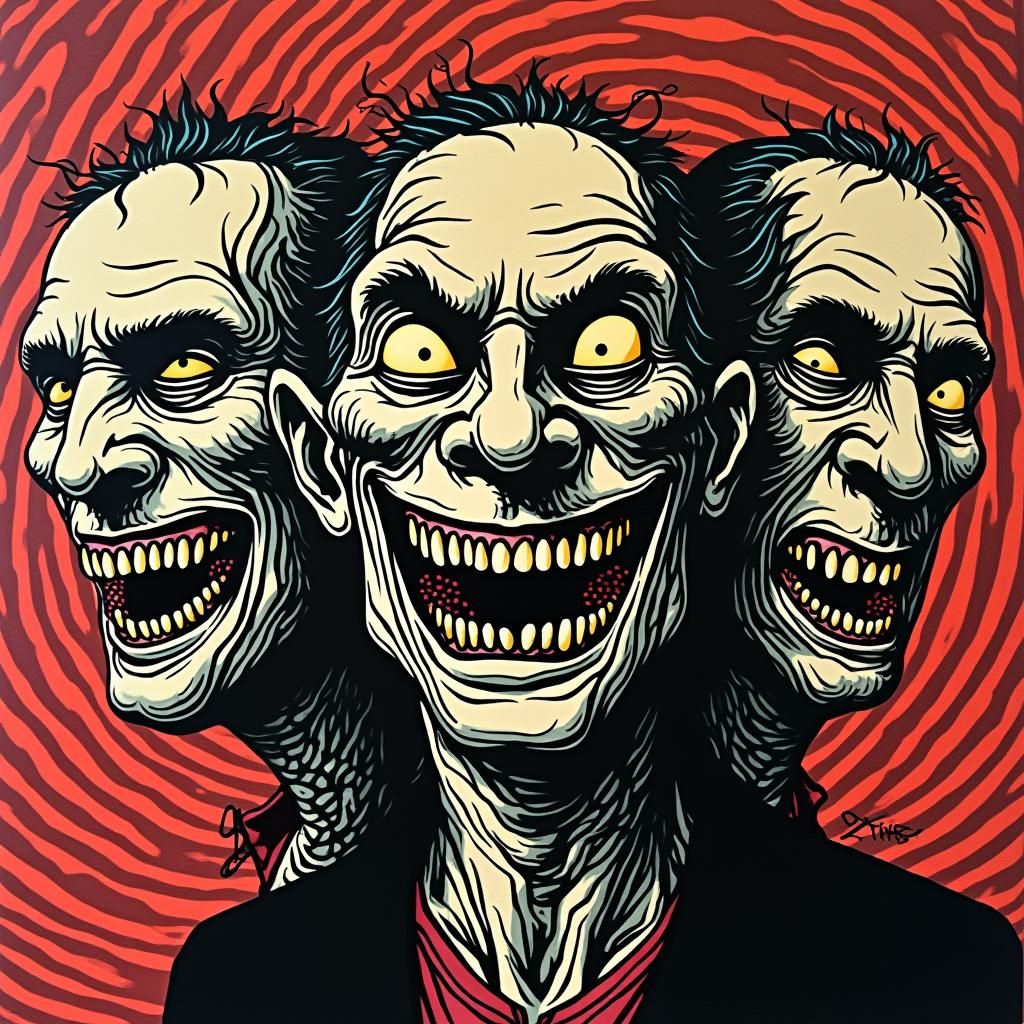 Ghastly Men in Dreamlike Pop Art Scene