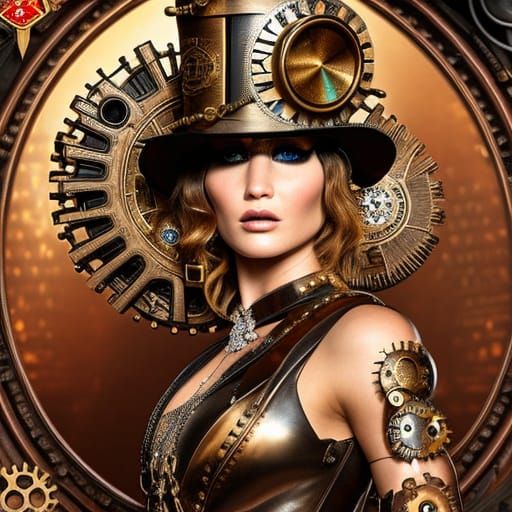 Steampunk Jennifer Lawrence in Art Deco Style
