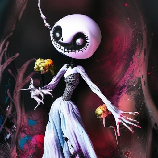 Ink Splatter Portrait of Sally, Nightmare Before Christmas