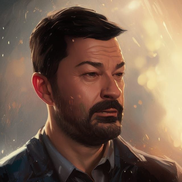 Jimmy Kimmel Portrait in Hyperdetailed Splash Art Style