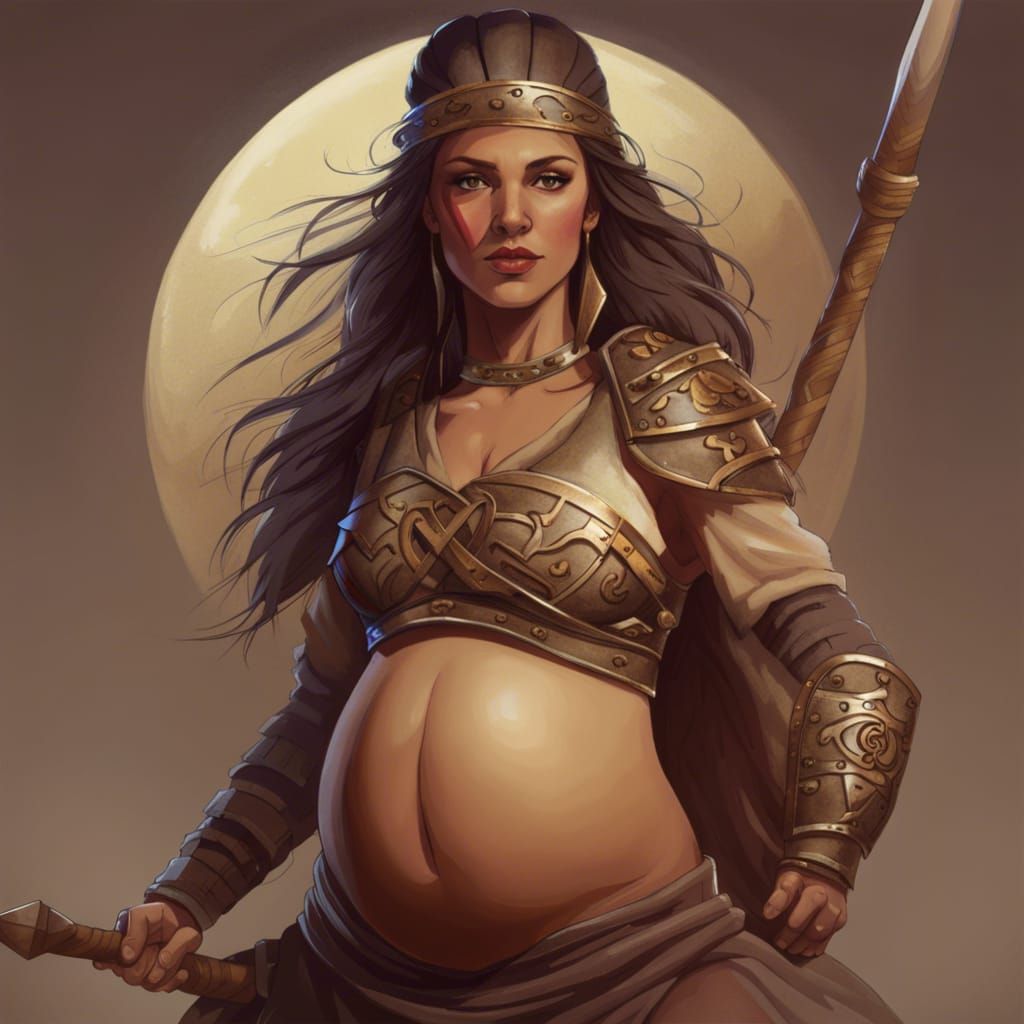 Pregnant Warrior Woman: A Digital Rendering