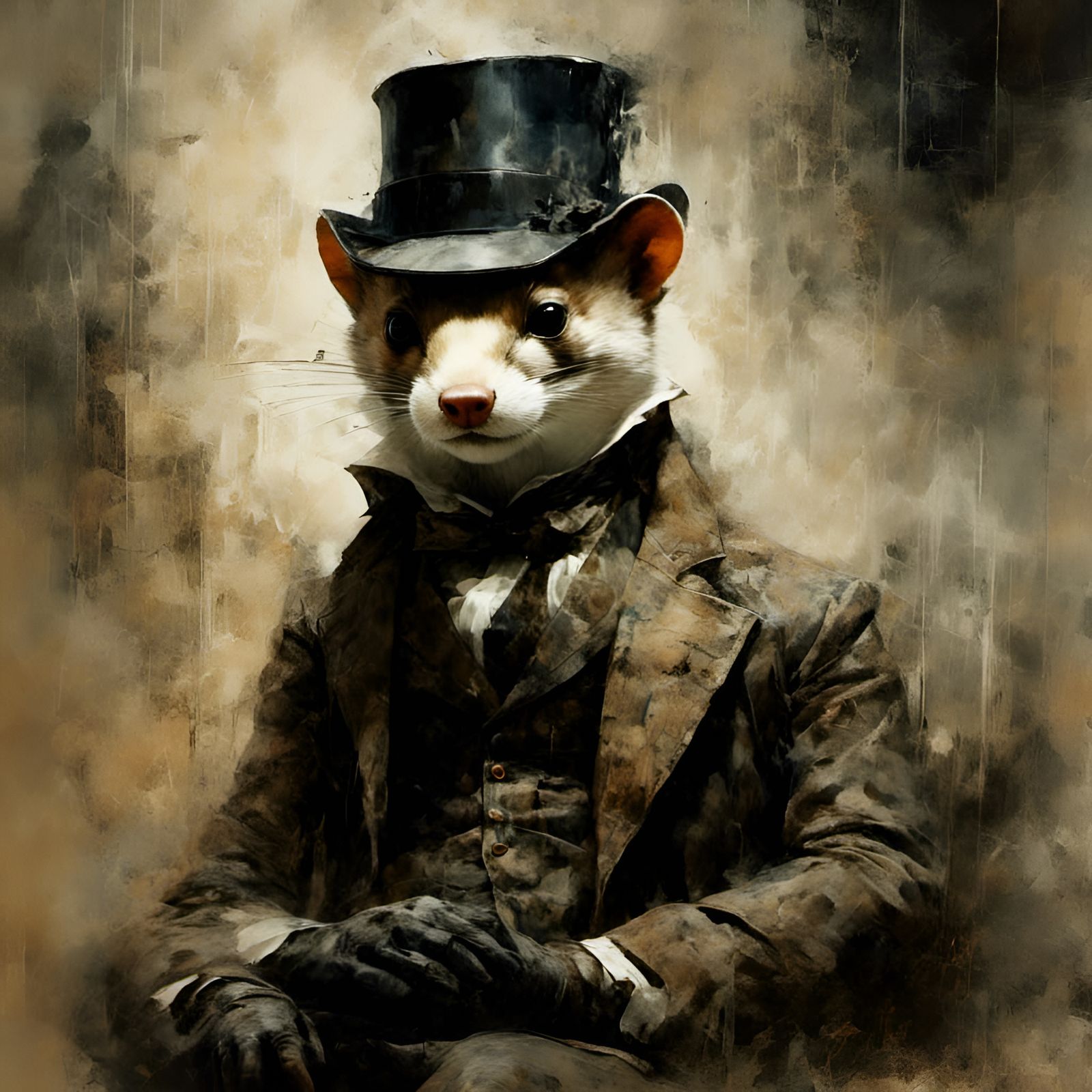 Stoat Detective Portrait in Smoky Lounge