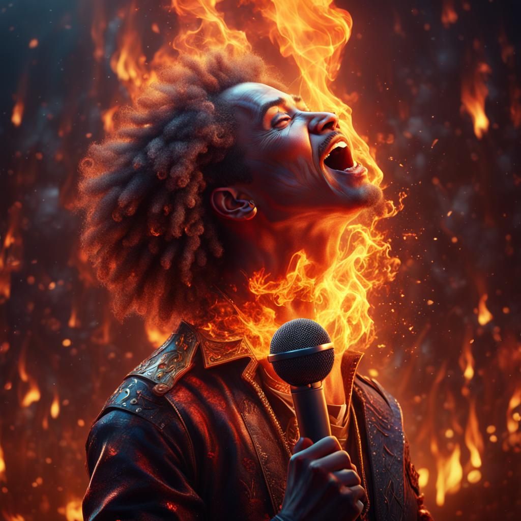Singer on Fire: A Fantastical Digital Painting
