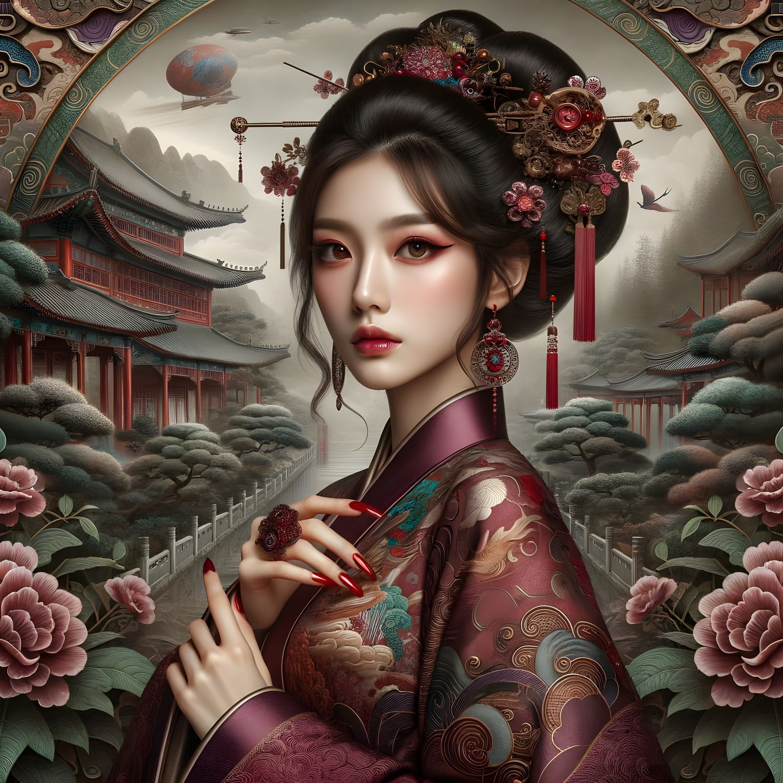 Enchanting Chinese Princess in Imperial Garden
