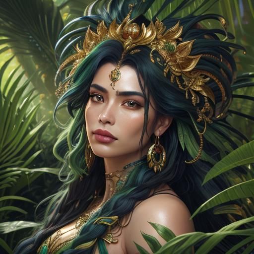 Amazonian Fantasy Woman Portrait in Golden Light