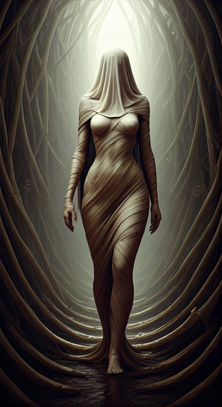 Ethereal Woman Embodies Surreal Elegance