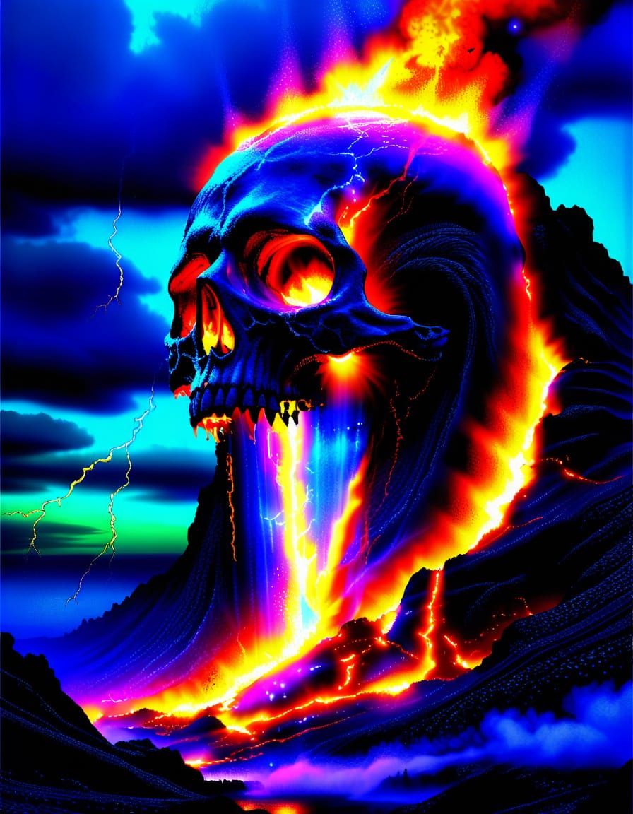 Apocalyptic Volcano of Obsidian and Magma