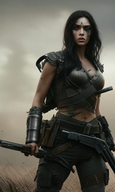 Post-Apocalyptic Warrior Girl in Hyperrealistic Digital Art
