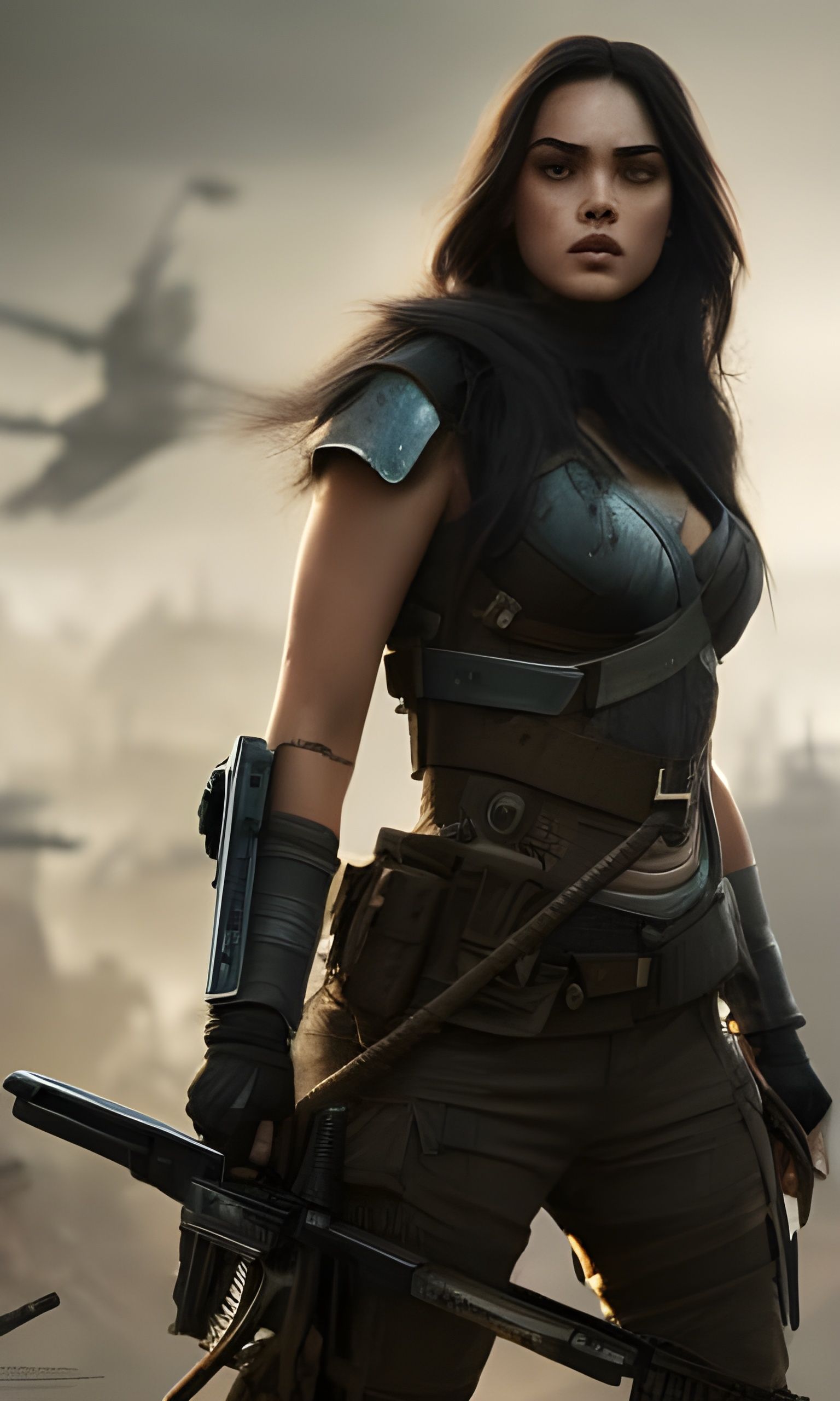 Post-Apocalyptic Warrior Girl in Hyperrealism Style