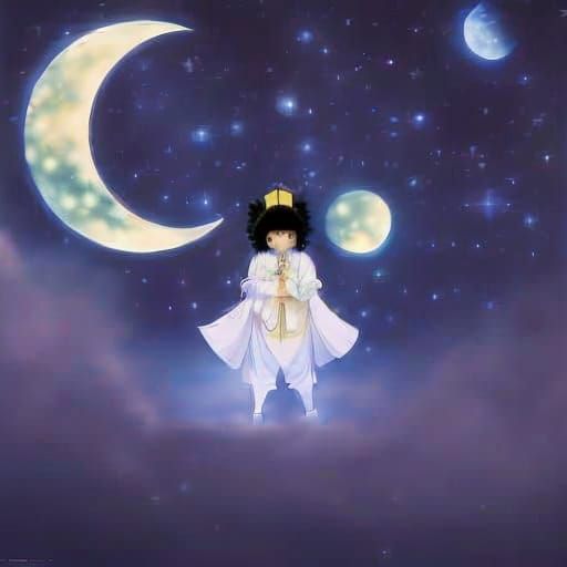 Pierrot in Starry Night Sky, Anime Style