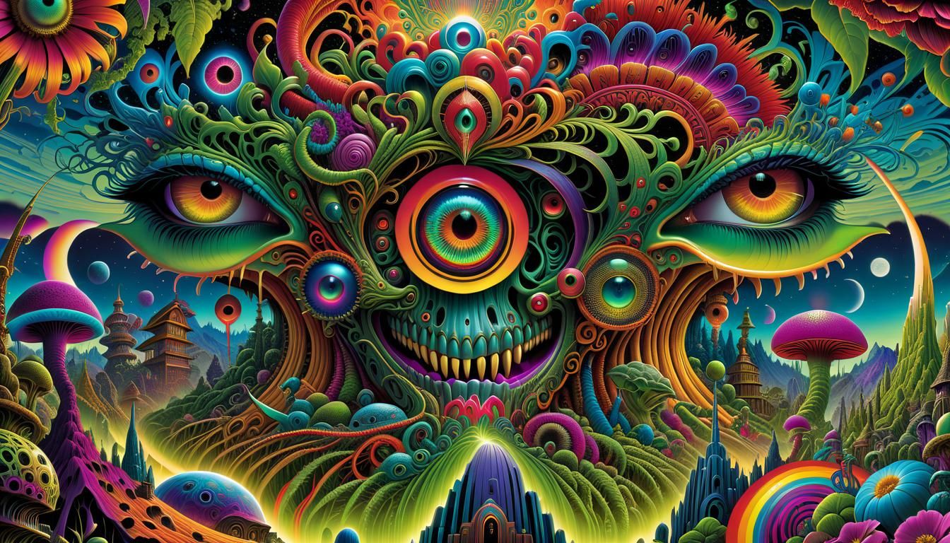 Psychedelic Horror Art in Maximalist Style