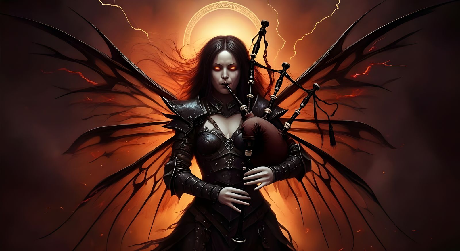 Death Metal Fairy Plays Bagpipes in Storm