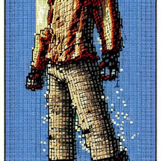 Pixelated Tiger Face in Pixel Art Style