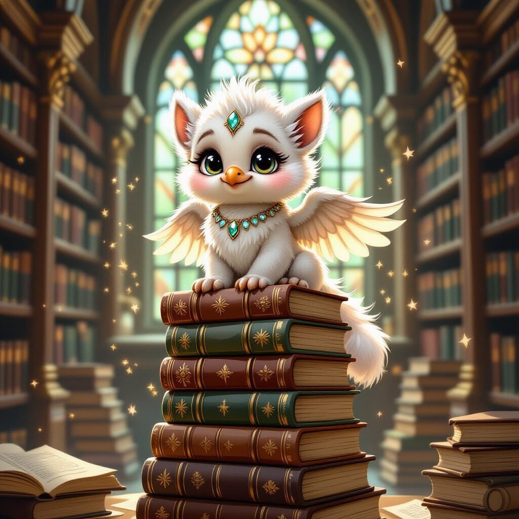 Cute Gryphon Cub in Grand Library