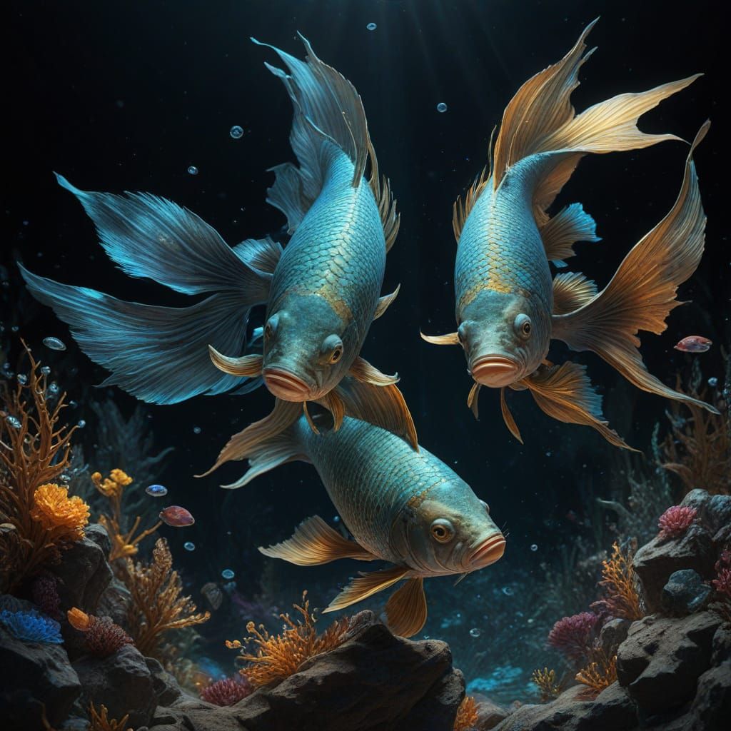 Surreal Zodiac Fish in Triadic Colors