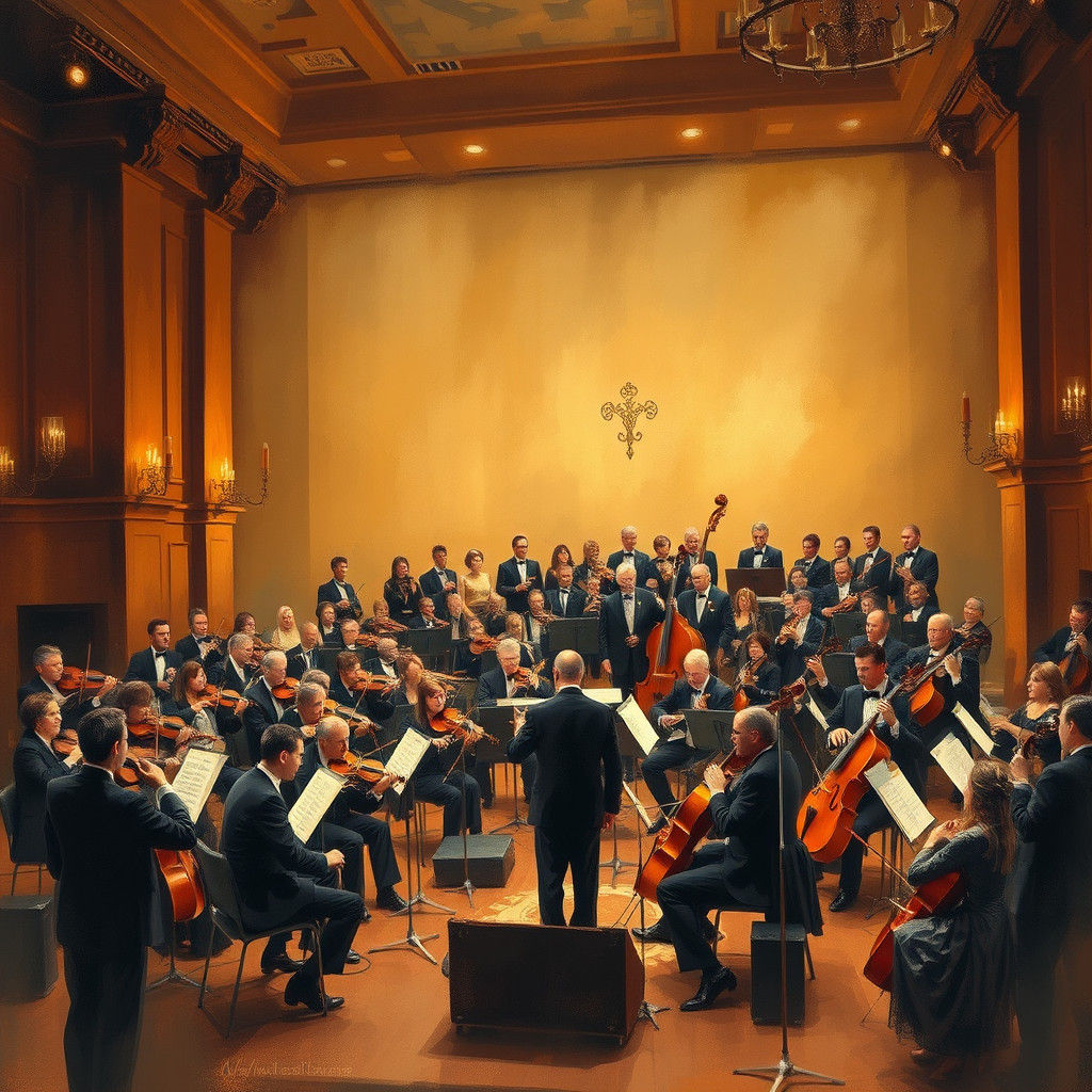 Grand Orchestra Performance in Autumnal Light