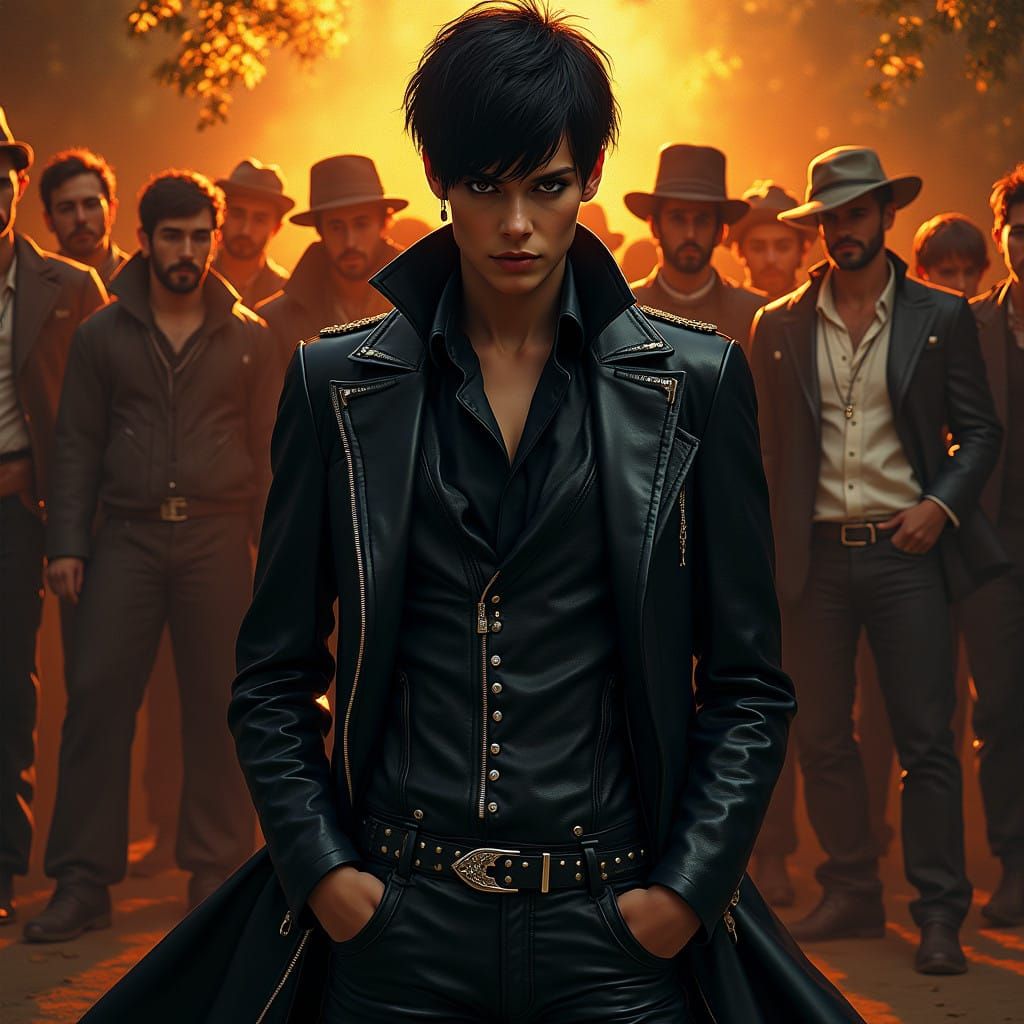 Modesty Blaise in Dark, Moody Black Leather at The Peasant W...