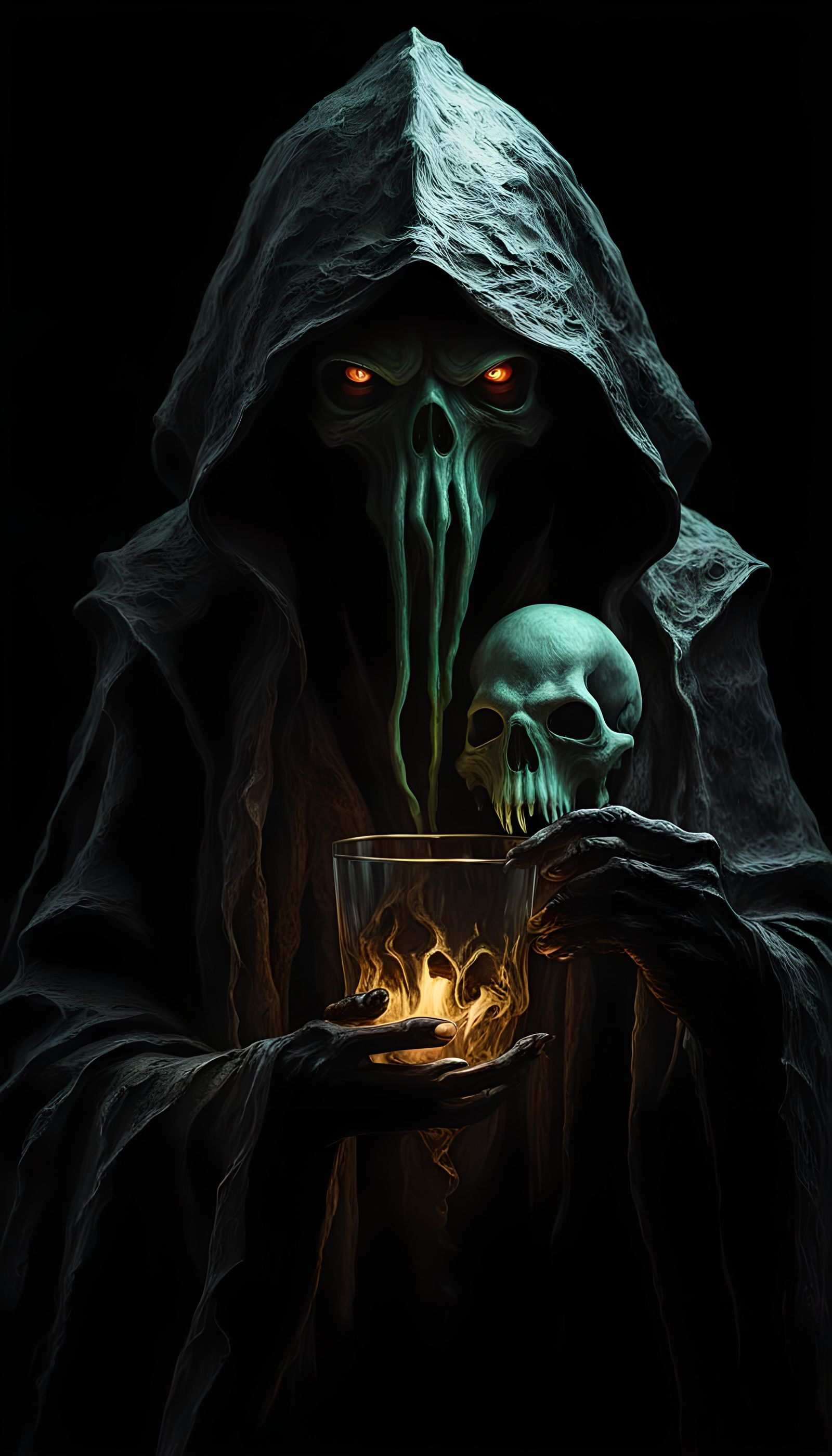 Dark otherworldly priest