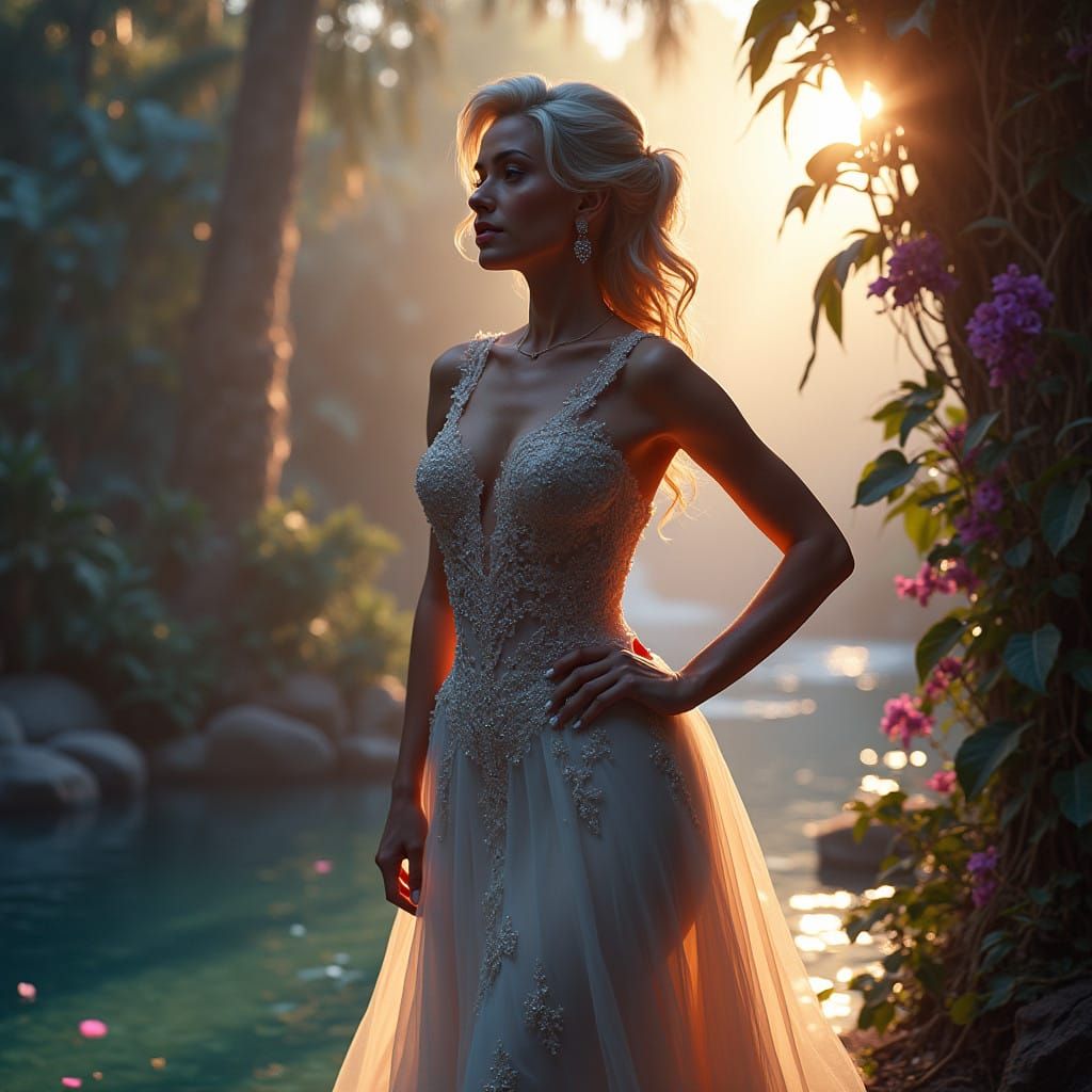 Elegant Crossdresser in Dreamlike Wedding Dress