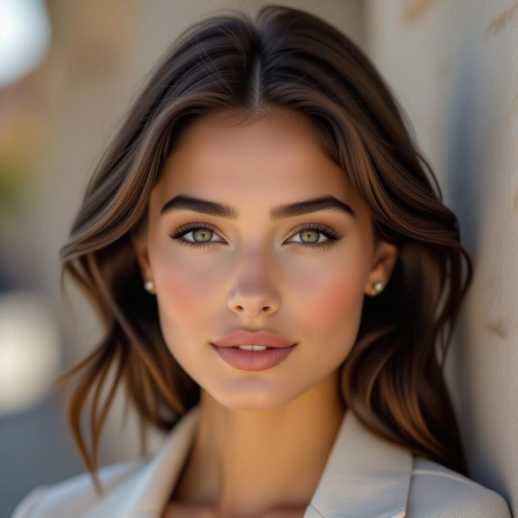 Striking Portrait of a Young Woman with Sculpted Features