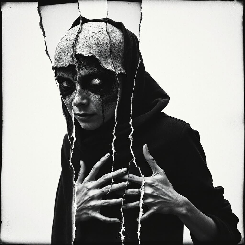 Surreal Paranormal Photograph Torn and Reassembled