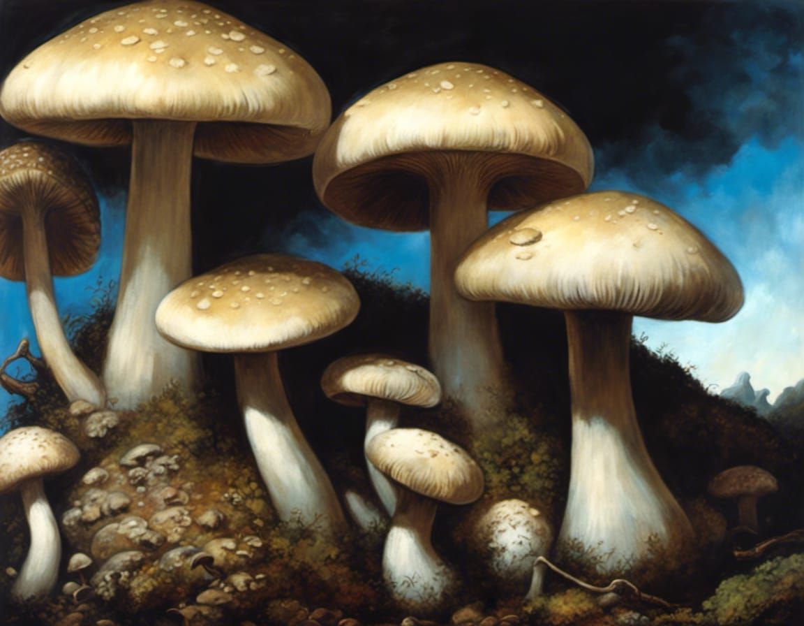 Glowing Mushrooms in a Dark Fantasy Cave