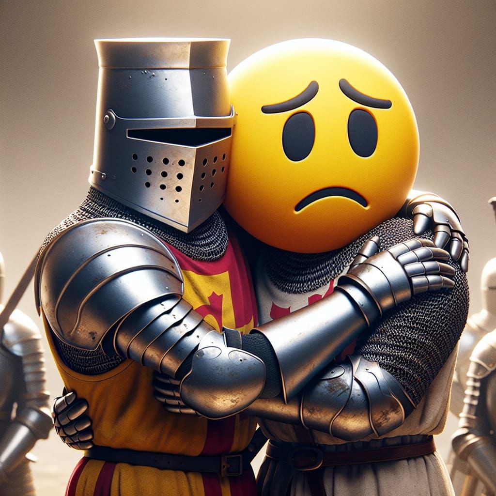 Sad Knights Hugging Emoji