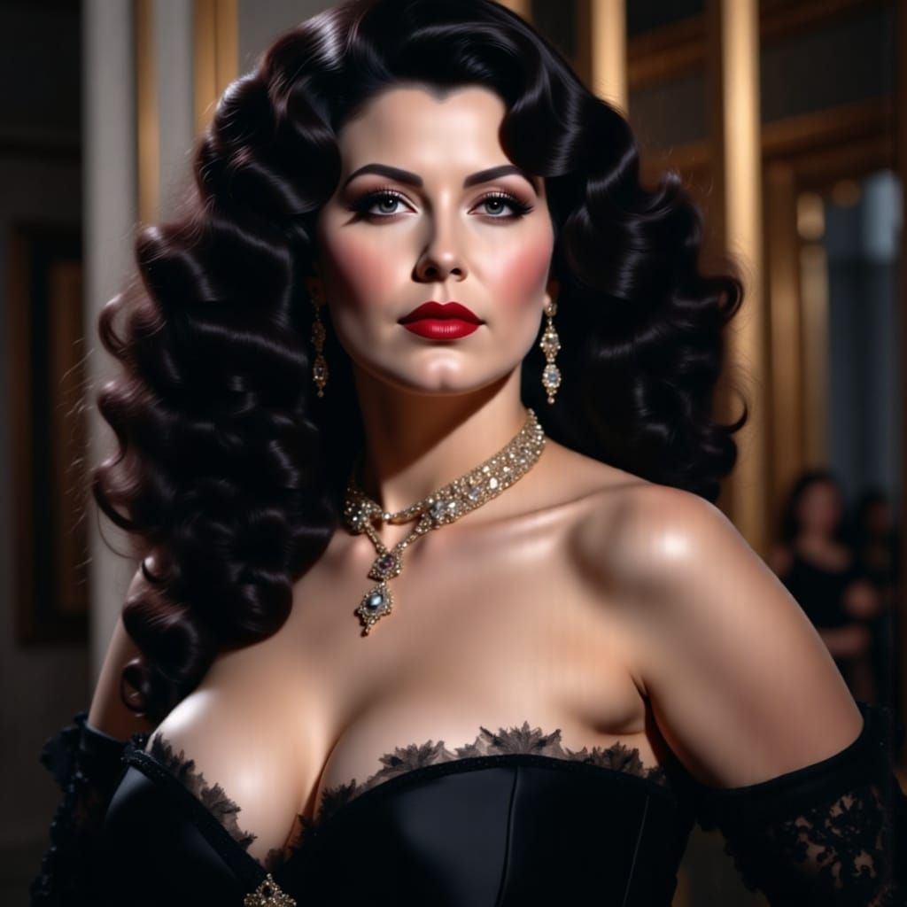 Gothic Portrait of a Woman in a Black Mermaid Gown