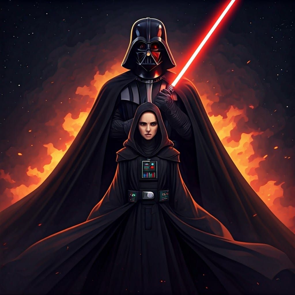 Padme and Darth Vader.